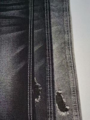 شراء 11.3 أونصة من قماش الدنيم الأسود/الأسود فائق النعومة ذو الوزن الثقيل من القطن والبوليستر للجينز online manufacture