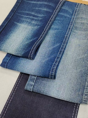 شراء 3/1 Right Twill Style Dark Indigo Stretch Denim Fabric 10 For Lady Jeans Shrink Resistant online manufacture