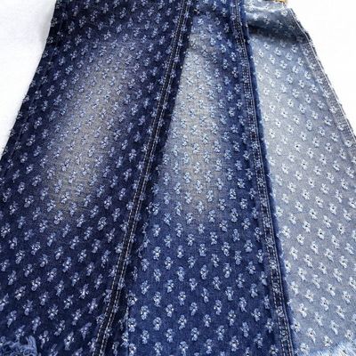 تصميم الزهور الكروشيه جاكارد الجينز نسيج TWILL النمط غير مرنة الجينز 11.3 أوقية لملابس السيدات أو الجينز